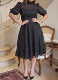 Black Lace Elegant Midi Dress