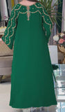 Green Loose Embroidered Long Dress