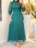 Lace See-through Solid Maxi Dress