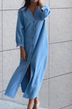 Blue Cotton Soft Shirtdress