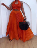 Orange Ruffles Unique Two-Piece Set