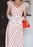 Red Polo Dot Sleeveless Elegant Dress