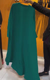 Green Loose Silver Neck Long Dress