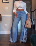 Unique Fringed Wide Leg Jeans