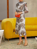 Long Sleeve Elegant Floral Midi Dress