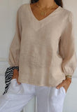 Solid Color Cotton Blouse