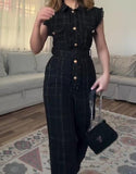 Black Plaid Jumpsuit