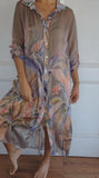 Silk Printed Long Shirt Dress