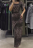 Leopard Print Slim Square Neck Dress