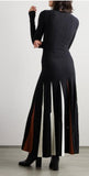 Two-Tone Pleated Slim Fit Dress