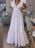 Pure White V-Neck Sleeveless Dress