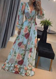Floral-Print Long-Sleeve Maxi Dress