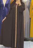 Gold Line Black Loose Long Dress