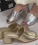 Gold And Silver Heeled Slippers
