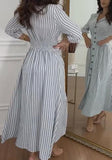 Gray And White Striped Shirt Elegant Dress