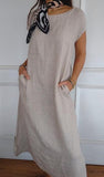 Solid Color Pocket Long Dress