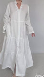 Pure White Linen Long Dress