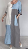 Linen Multi-color Patchwork Loose Dress