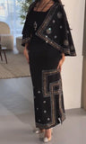 Black Glitter Printed Shawl Elegant Long Dress