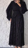 Black Chiffon Long Sleeve Dress