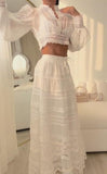 White Lace Half Skirt Set