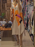 Orange Printed Silk Dress