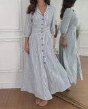 Gray And White Striped Shirt Elegant Dress