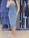 Blue Suspender Denim Dress