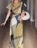 Multi-color Patchwork Printed Silk Maxi Dress