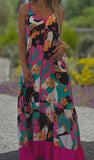 Vibrant Printed Halter Long Dress