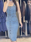 Blue Suspender Denim Dress