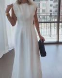 Pure White Sleeveless Slit Dress