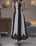 Sleeveless Black And White Elegant Dress