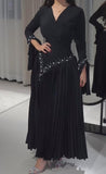 Black Elegant Pleated Long Dress