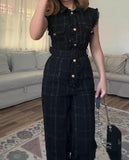 Black Plaid Jumpsuit