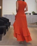 Orange Sleeveless Design Sense Dress