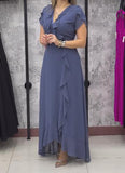 Purple V-Neck Elegant Dress