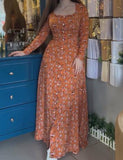 Multicolor Floral Shirt Printed Long Dress