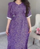 Purple Chiffon Elegant Printed Dress