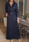 Long Shirt Slit Dress Blue