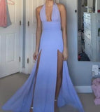 Purple Slit Long Dress