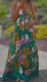 Vibrant Printed Halter Long Dress