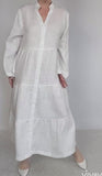 Pure White Linen Long Dress