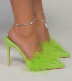 Fur Embellished High Heels