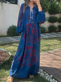 Ethnic Printed Long-sleeved Dress