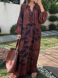 Ethnic Printed Long-sleeved Dress