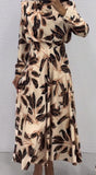 Branch And Leaf Print Waist Dress