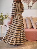 Black Striped Beige Long Dress