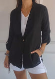 Solid Color Cotton Linen Blazer