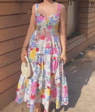 Colorful Floral Halter Dress